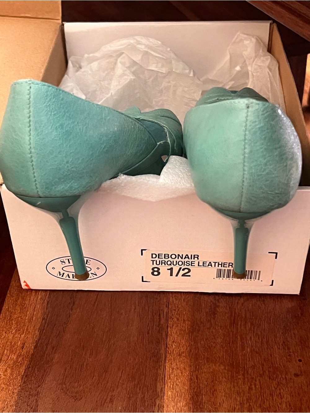 vintage steve madden debonair turquoise open tow pump size 8.5 - Picture 2 of 6